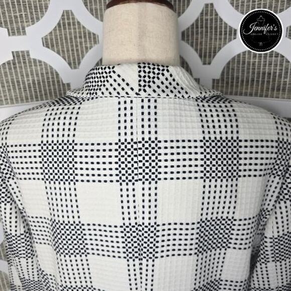 Talbots Black and White Checked Zip Front Lined Jacket Size 14 - Picture 7 of 11